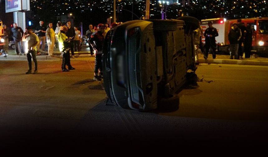 Kontrolden çıkan otomobil takla attı... Elektrik direğini çarptı!