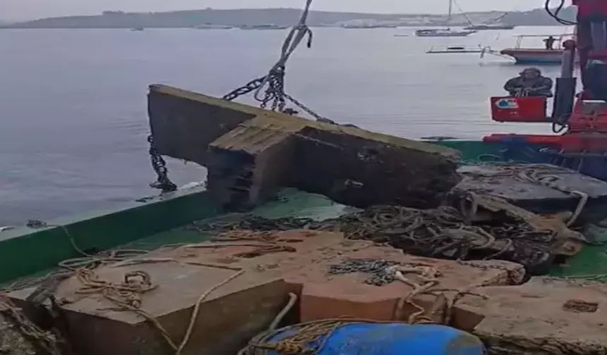 Bodrum'da denizin dibinden 200 ton tonoz çıktı
