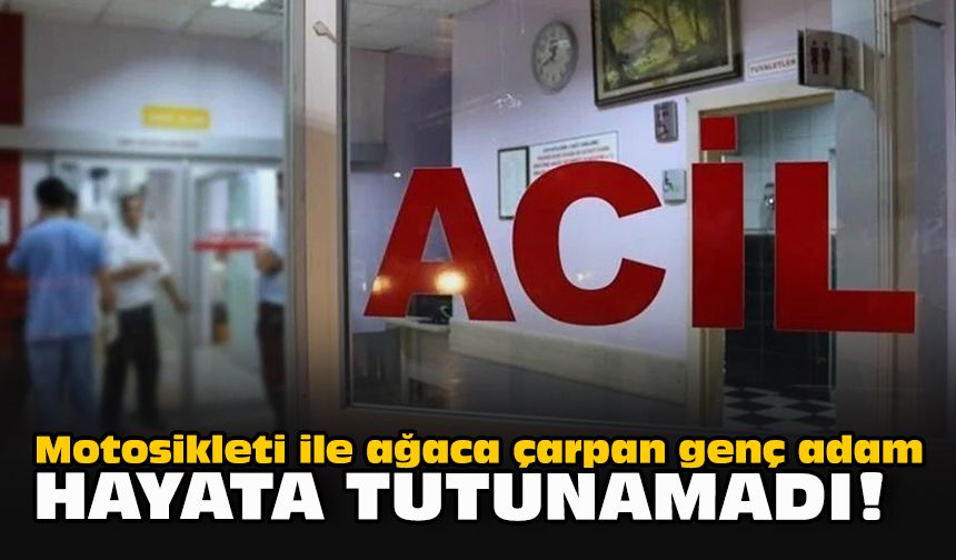 Motosikleti ile ağaca çarpan genç adam hayata tutunamadı!