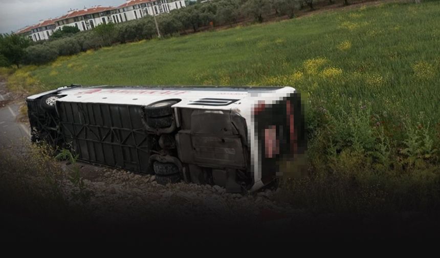 Kontrolden çıkan yolcu otobüsü devrildi... Çok sayıda yaralı var!