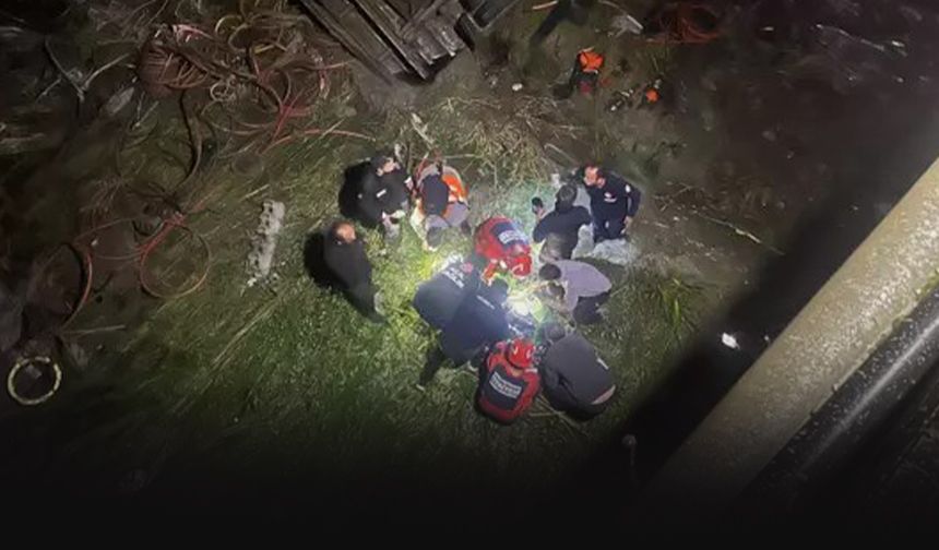 Freni boşalan kamyonet önce 2 araca çarptı sonra çaya uçtu