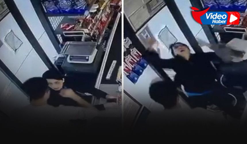 Çalıştığı markette mesai arkadaşı tarafından darbedildi... O anlar kameralara yansıdı!