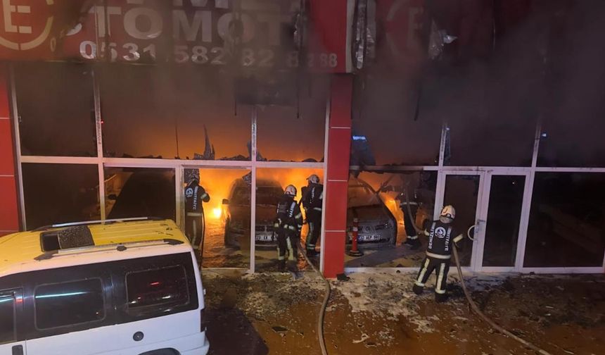 Denizli'de oto galeride yangın paniği: Kundaklama şüphesi!