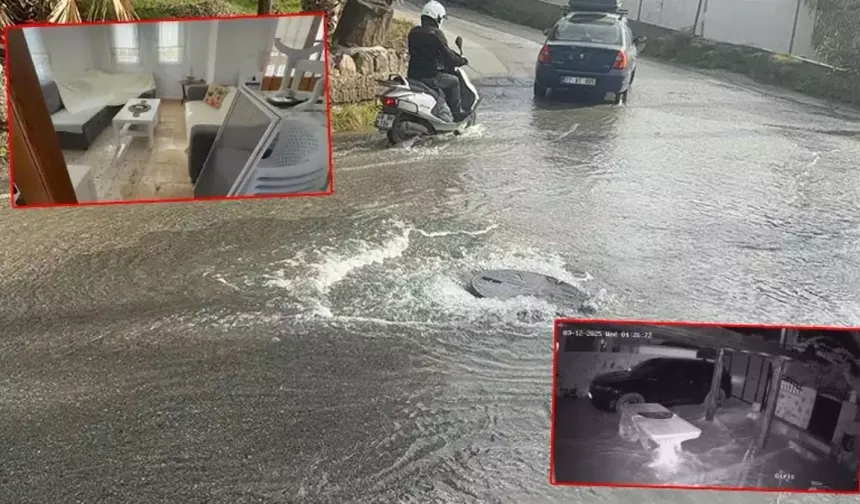 İsale hattı patladı, cadde göle döndü: 10 evi su bastı!