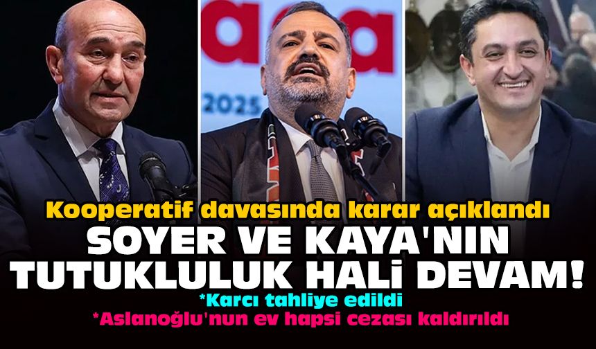 Kooperatif davasında karar açıklandı: Soyer ve Kaya'nın tutukluluk hali devam!