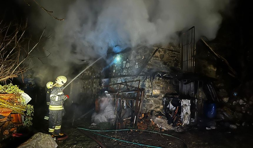 Ahırda yangın çıktı: 8 küçükbaş hayvan ile eşek telef oldu!