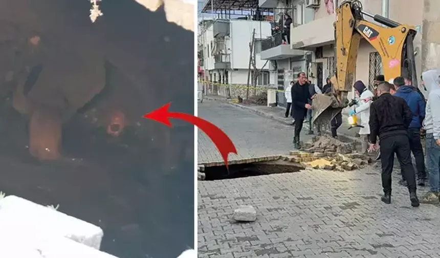 Çöken yolda tüyler ürperten olay: Kafatası ve kemikler çıktı