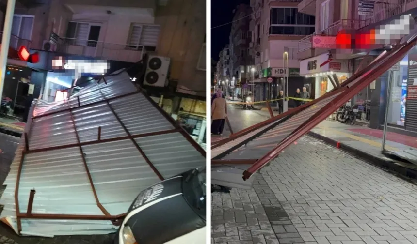 Manisa'da fırtına paniği: Binanın çatısı uçtu!