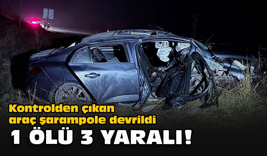 Kontrolden çıkan araç şarampole devrildi... 1 ölü 3 yaralı!