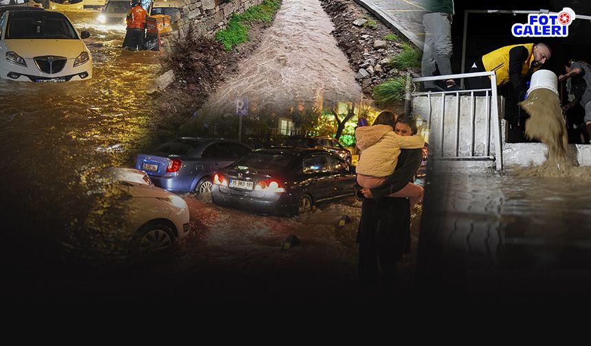 İzmir'i kuvvetli sağanak vurdu... Yollar göle döndü evleri su bastı!