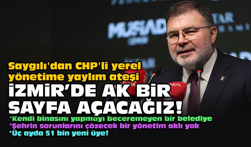 Saygılı'dan CHP'li yerel yönetime yaylım ateşi: "İzmir'de AK bir sayfa açacağız!"