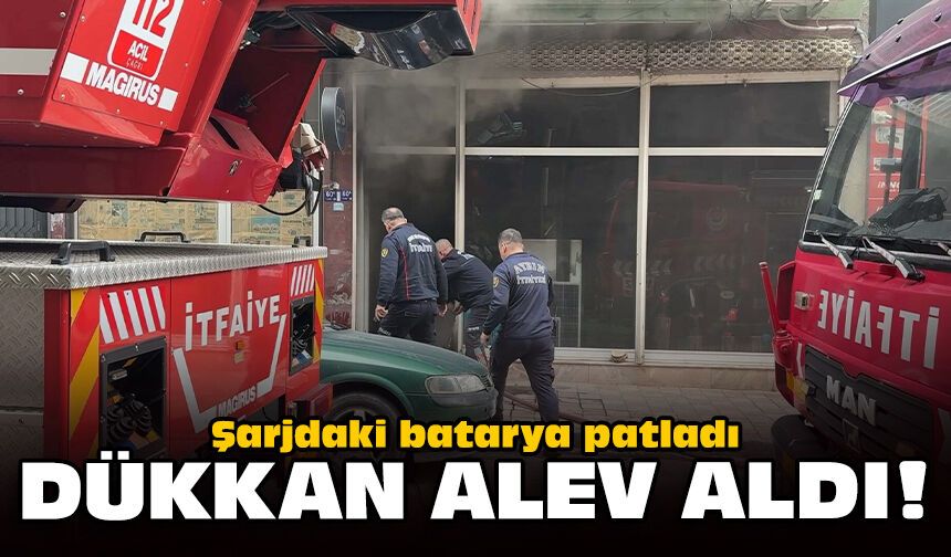 Şarjdaki batarya patladı: Dükkan alev aldı!