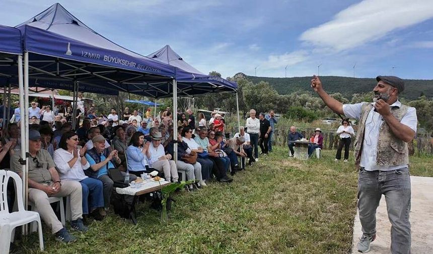 Foça'da üreticilerden imece usulü zeytin şenliği