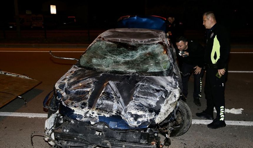Bodrum'da iş yeri tabelası ve ağaca çarpan otomobildeki 2 kişi yaralandı