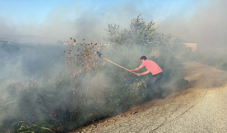 Aydın'da buğday tarlasında yangın