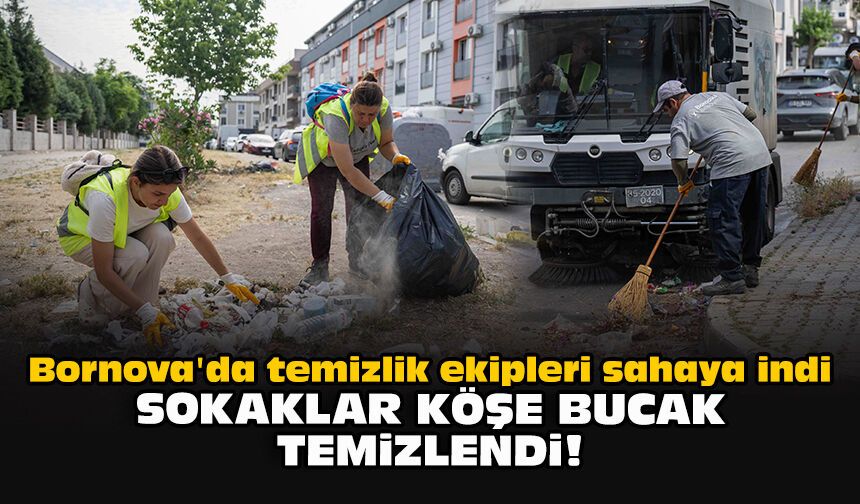 Bornova'da temizlik ekipleri sahaya indi... Sokaklar köşe bucak temizlendi!