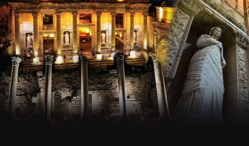 Sanki başka bir dünya... Efes'te gece müzeciliği başladı!