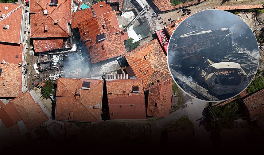 Kütahya'da korkutan yangın: 3 ev kısmen 2 araç tamamen yandı!