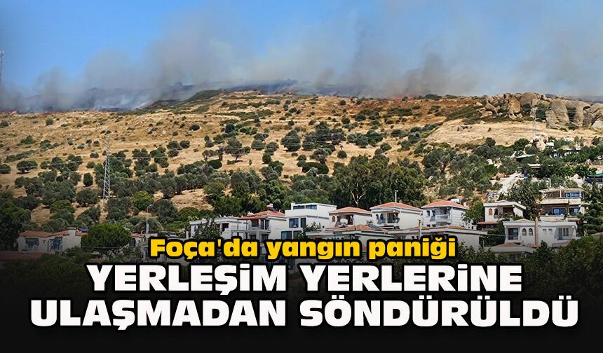 Foça'da yangın paniği: Yerleşim yerlerine ulaşmadan söndürüldü