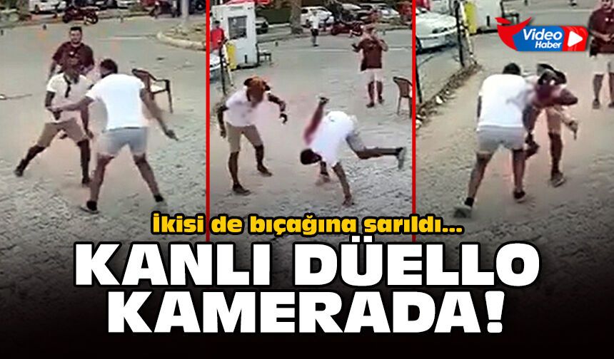 İkisi de bıçağına sarıldı... Kanlı düello kamerada!
