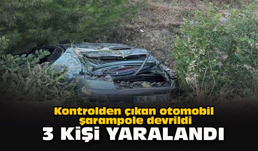 Kontrolden çıkan otomobil şarampole devrildi: 3 kişi yaralandı