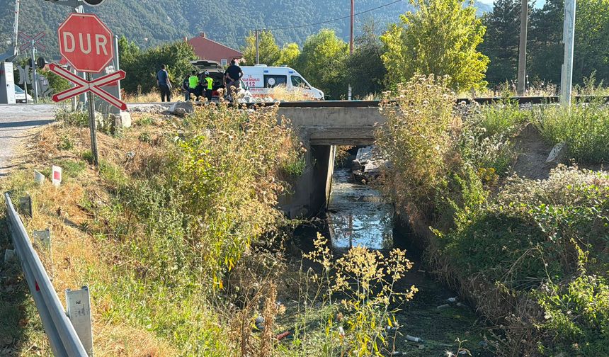 Kanala devrilen otomobilin sürücüsü yaralandı