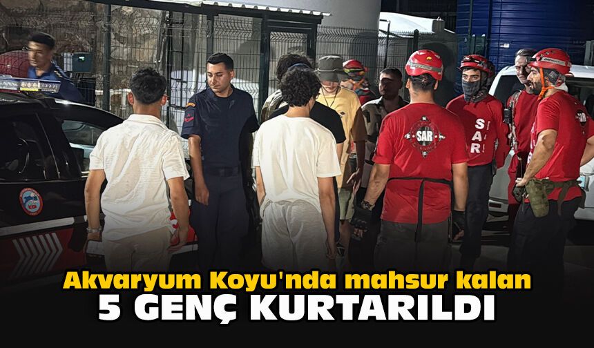 Akvaryum Koyu'nda mahsur kalan 5 genç kurtarıldı