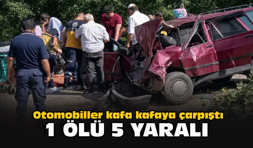 Otomobiller kafa kafaya çarpıştı: 1 ölü, 5 yaralı