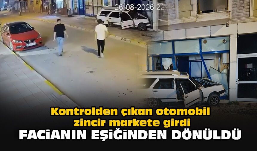 Kontrolden çıkan otomobil zincir markete girdi: Facianın eşiğinden dönüldü