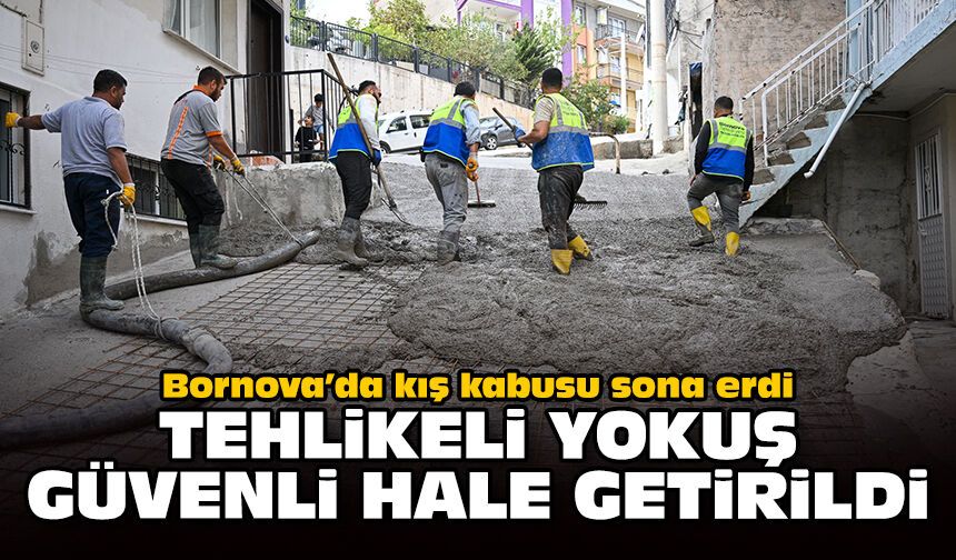 Bornova’da kış kabusu sona erdi: Tehlikeli yokuş güvenli hale getirildi