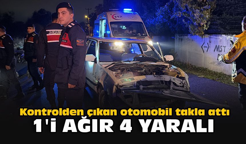 Kontrolden çıkan otomobil takla attı; 1'i ağır 4 yaralı
