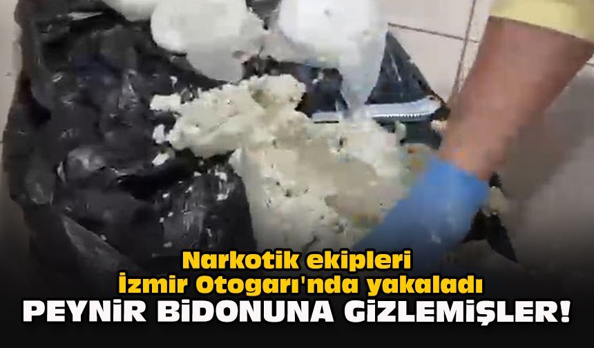 Narkotik ekipleri İzmir Otogarı'nda yakaladı: Peynir bidonuna gizlemişler!