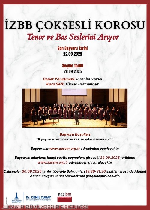 Izmir Buyuksehir Belediyesinden Korist Tenor Ve Bas Korist Alimi 1