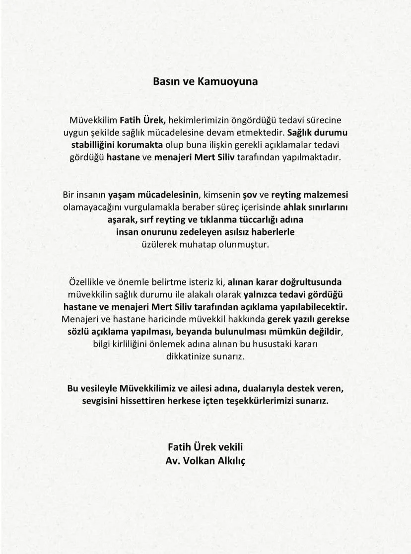 Oldugu Iddia Edilmisti Fatih Urekin Avukatindan Aciklama 1